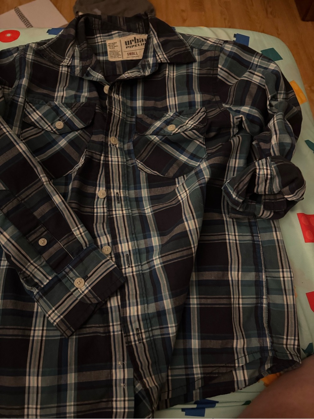 urban pipeline Blue and Navy Plaid Button-Down Shirt